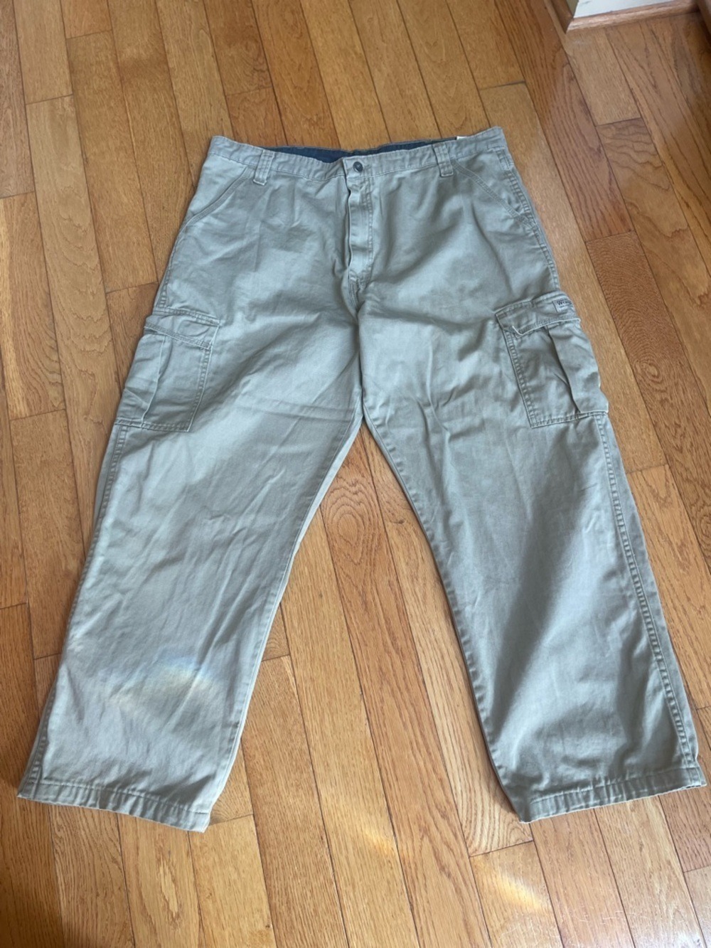 Wrangler Khaki Cargo Pants 38 Baggy Gorpcore Workwear Cotton Tan Straight Leg